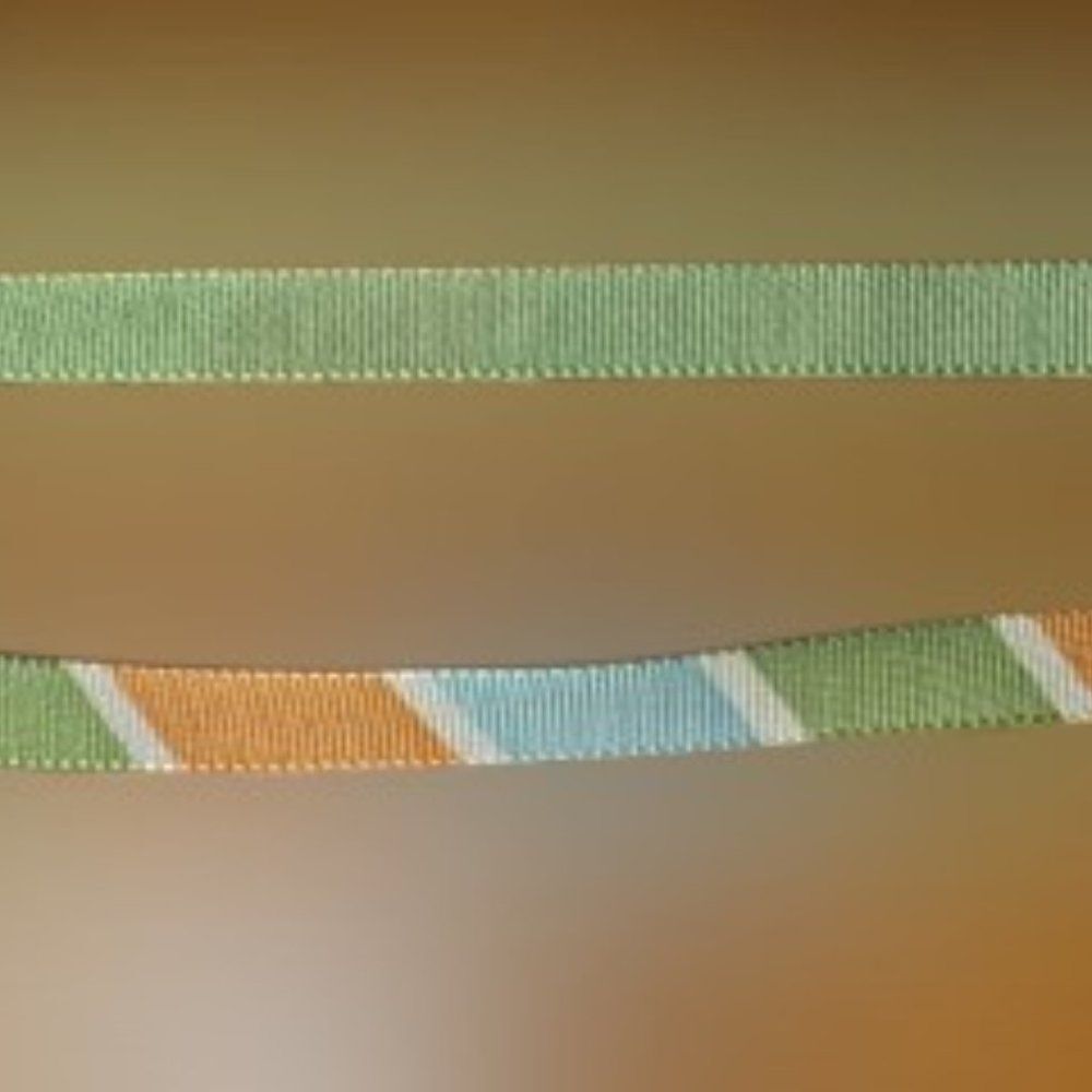 Green, rust, Blue & White stripes Double sided with Green Back ****ALL RIBBONS B